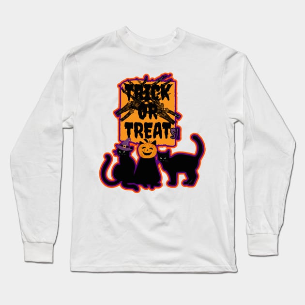 Trick or Treats Spooky Cats Long Sleeve T-Shirt by Designs_by_KC